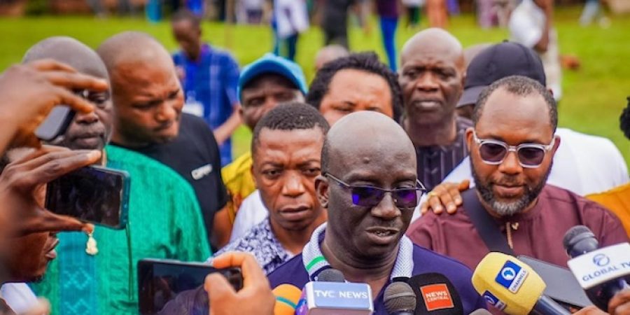 Edo Guber: APCs Okpebholo Leads After 16 LGAs Collated, Gets 244,549Votes Ahead of Ighodalos 195,954 edo-guber:-apcs-okpebholo-leads-after-16-lgas-collated,-gets-244,549votes-ahead-of-ighodalos-195,954
