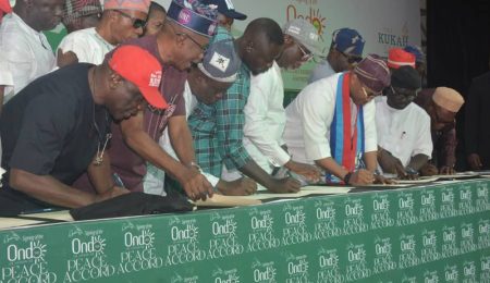 APC, PDP, Others Sign Peace Accord Ahead of Ondo Poll apc,-pdp,-others-sign-peace-accord-ahead-of-ondo-poll