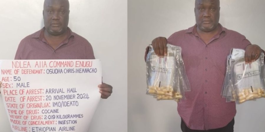 NDLEA Arrests Businessman at Enugu Airport for Ingesting 90 Wraps of Cocaine ndlea-arrests-businessman-at-enugu-airport-for-ingesting-90-wraps-of-cocaine