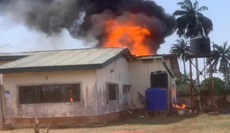 Fire Razes INEC Office in Delta, 706 Ballot Boxes, Generators, Other Items Lost fire-razes-inec-office-in-delta,-706-ballot-boxes,-generators,-other-items-lost