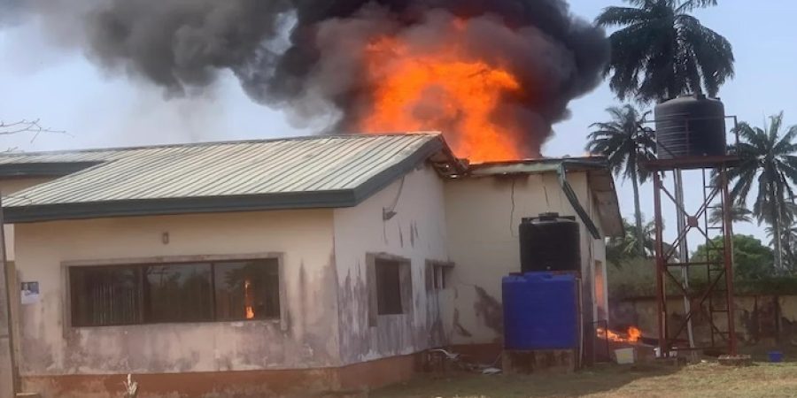Fire Razes INEC Office in Delta, 706 Ballot Boxes, Generators, Other Items Lost fire-razes-inec-office-in-delta,-706-ballot-boxes,-generators,-other-items-lost