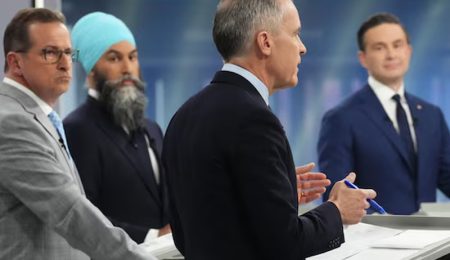 Canadian Leaders Clash Over Trump, Tariffs and Economy in Fiery First Election Debate canadian-leaders-clash-over-trump,-tariffs-and-economy-in-fiery-first-election-debate