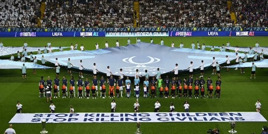UEFA Faces Criticism Over Banner, Gaza, Nigerian, Other Children At Super Cup Final uefa-faces-criticism-over-banner,-gaza,-nigerian,-other-children-at-super-cup-final