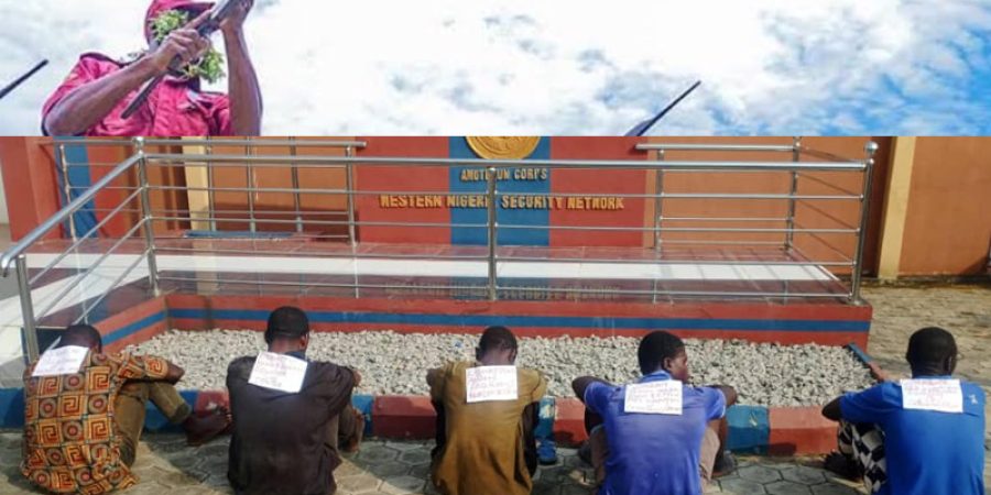 Ondo Amotekun Parades Five Suspects, Rescues Kidnap Victims After Fierce Forest Shootout ondo-amotekun-parades-five-suspects,-rescues-kidnap-victims-after-fierce-forest-shootout