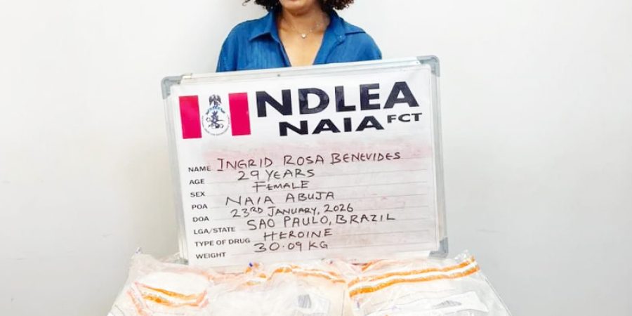 ndlea-nabs-brazilian-woman-with-n3bn-heroin-at-abuja-airport,-seizes-explosives,-drugs-nationwide