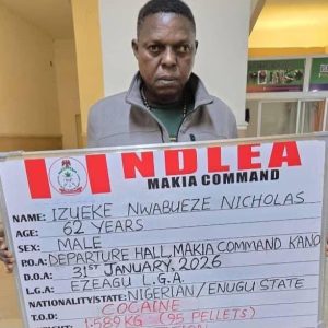 ndlea-arrests-lagos-businessman-at-kano-airport-with-95-cocaine-pellets