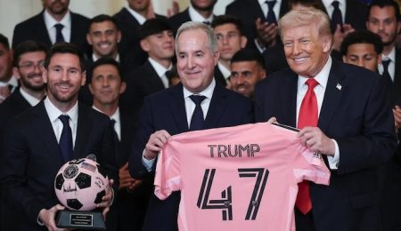 lionel-messi,-inter-miami-celebrate-mls-cup-victory-at-white-house-with-president-trump