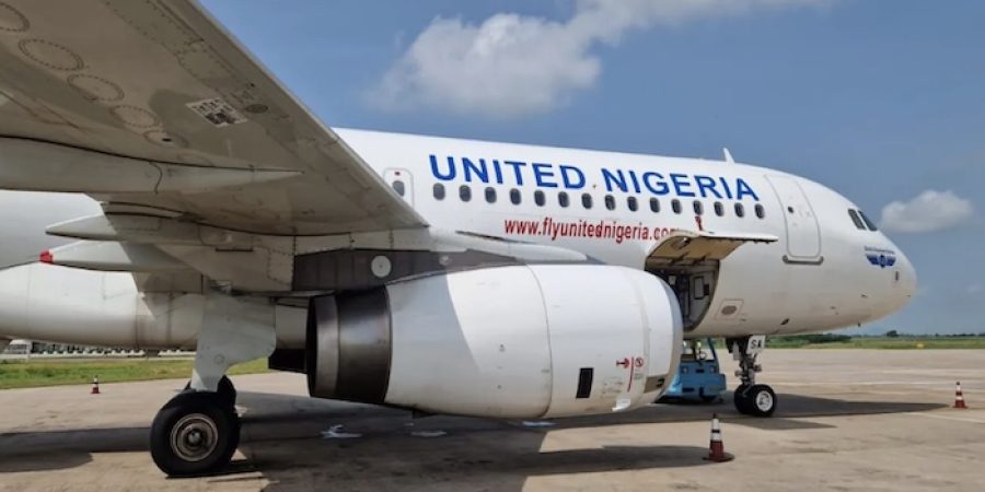 jet-blast-damage-grounds-united-nigeria-airlines-aircraft-at-lagos-airport